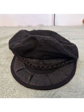 Vintage Aegean Greek Fisherman's Cap Hat 7 1/4 Sz 58 Wool Blend Black